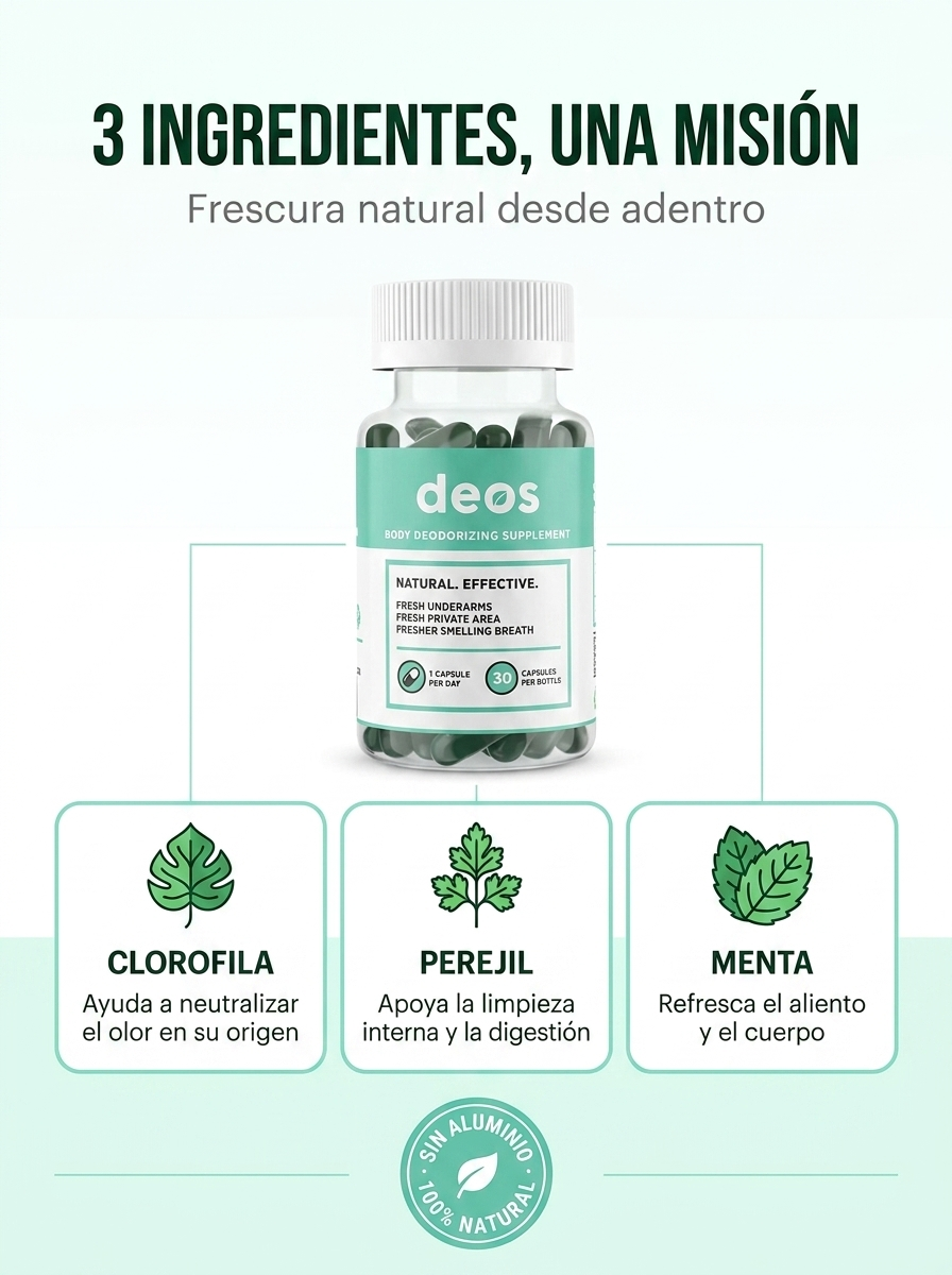 Deos 3 ingredientes clorofila perejil menta