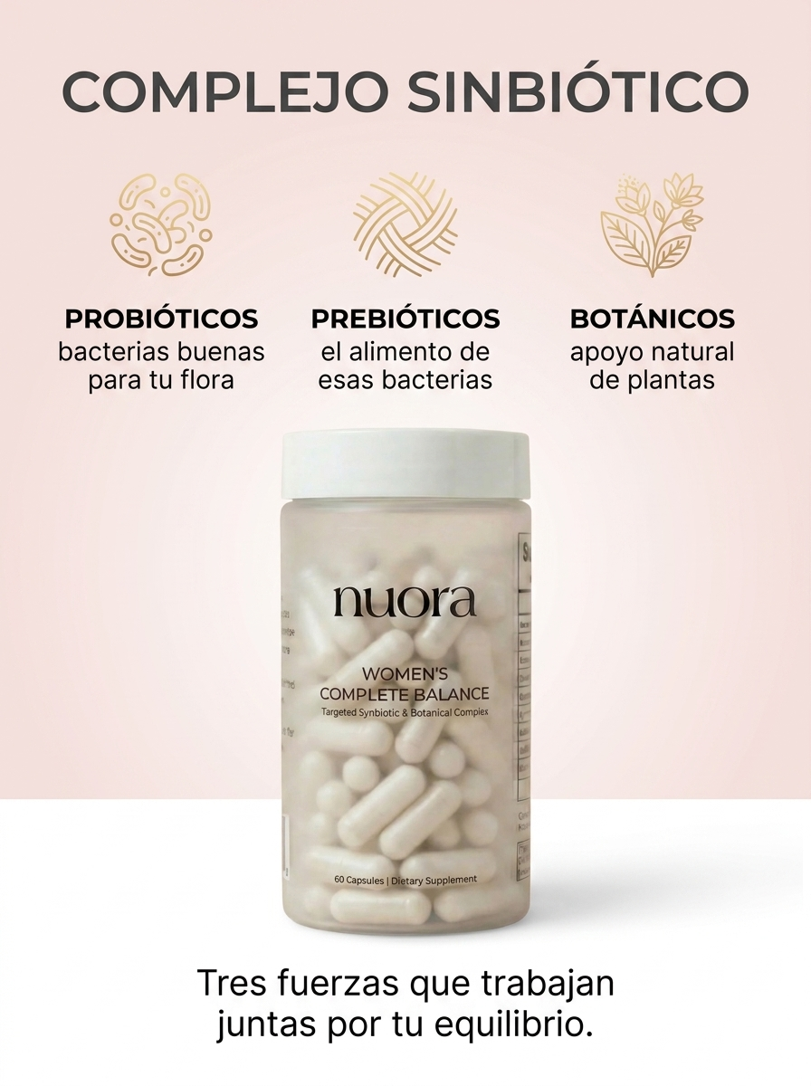 Nuora complejo sinbiotico probioticos prebioticos botanicos