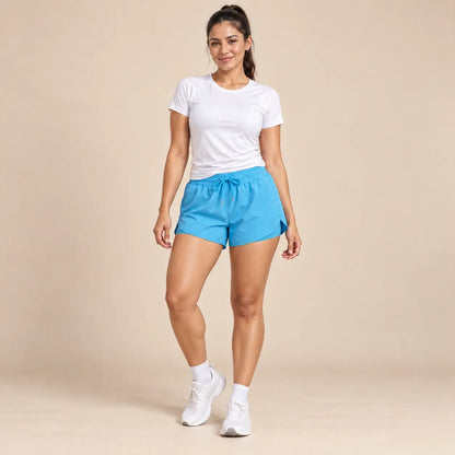 Pantaloneta running azul claro vista frontal